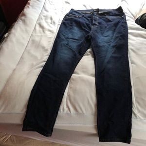 High waisted blue jeans